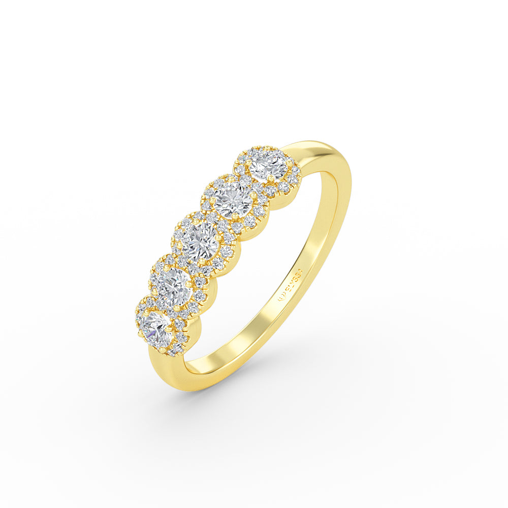 14K Gold 5 Stone Diamond Annivesary Ring