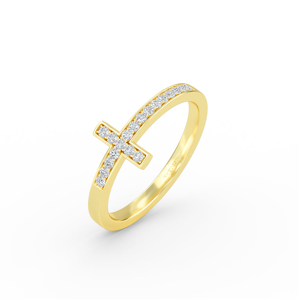 Diamond Cross Gold Ring