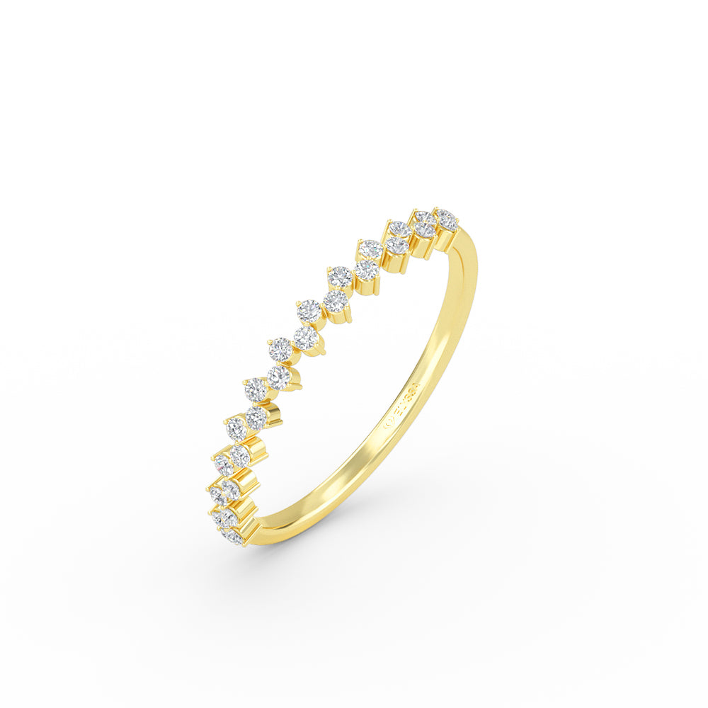 14K Gold Diamond Zig Zag Half Eternity Ring