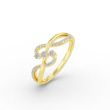 14K Gold Diamond Curl Bypass Ring