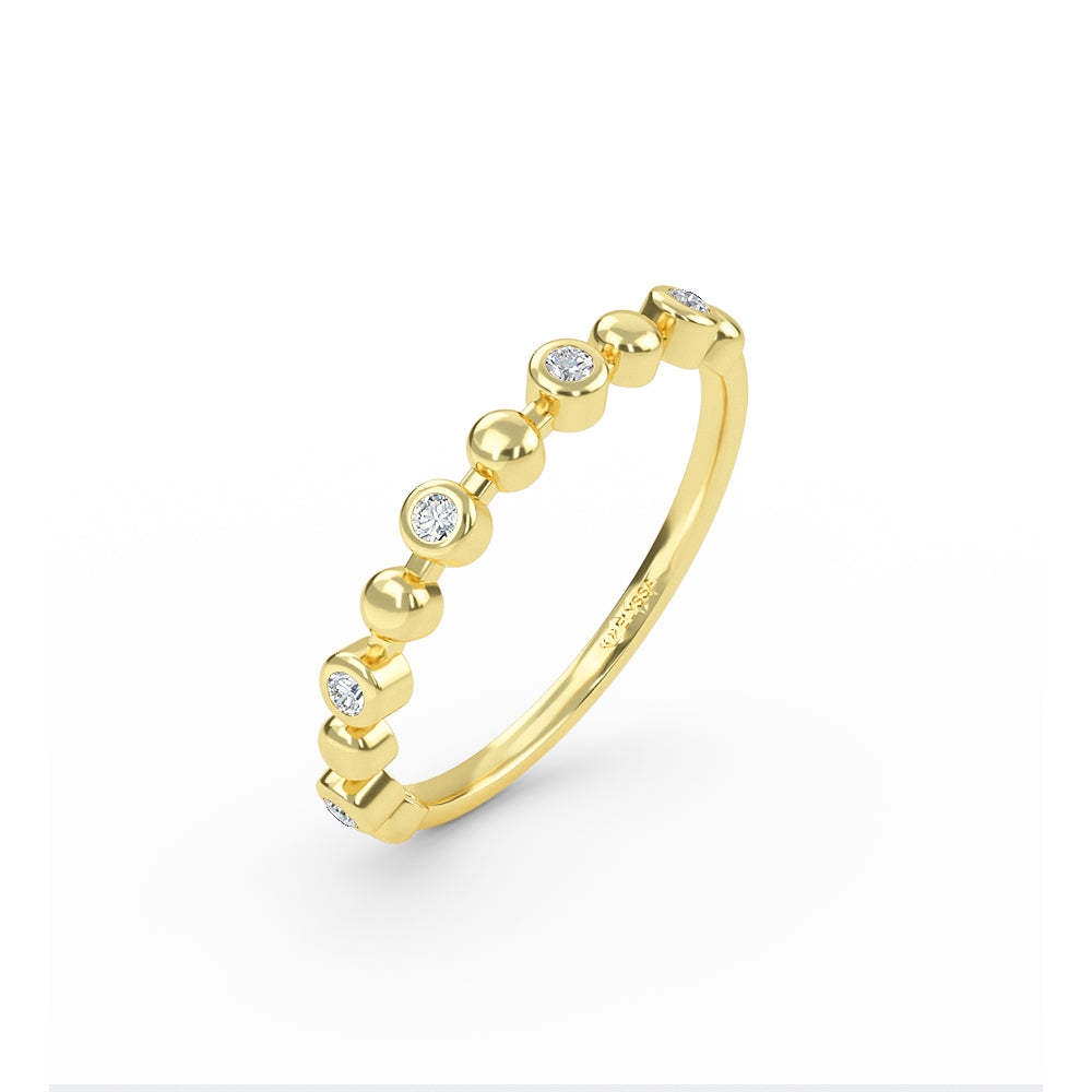 14K Gold Half Eternity Bezel Set Diamond Wedding Band