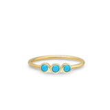 14K Gold Three Stone Bezel Set Turquoise Ring