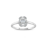 8K Gold Baguette and Round Diamond Ring