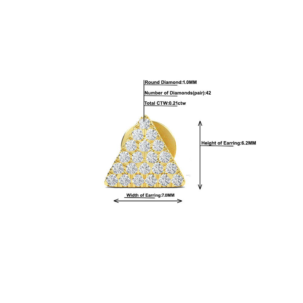 14K Gold Triangle Shaped Round Diamond Studs