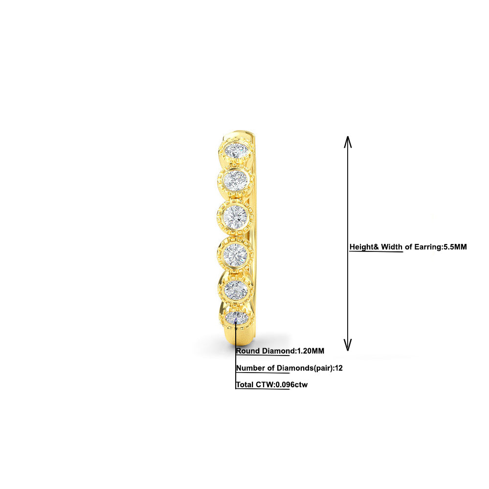 14K Gold Diamond Hoop Earrings