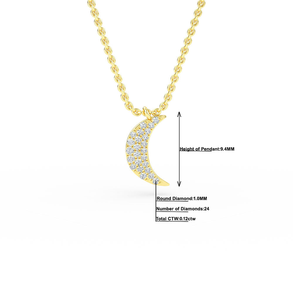 14K Gold Crescent Moon Diamond Necklace