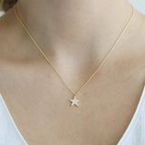 14K Gold Diamond Star Necklace