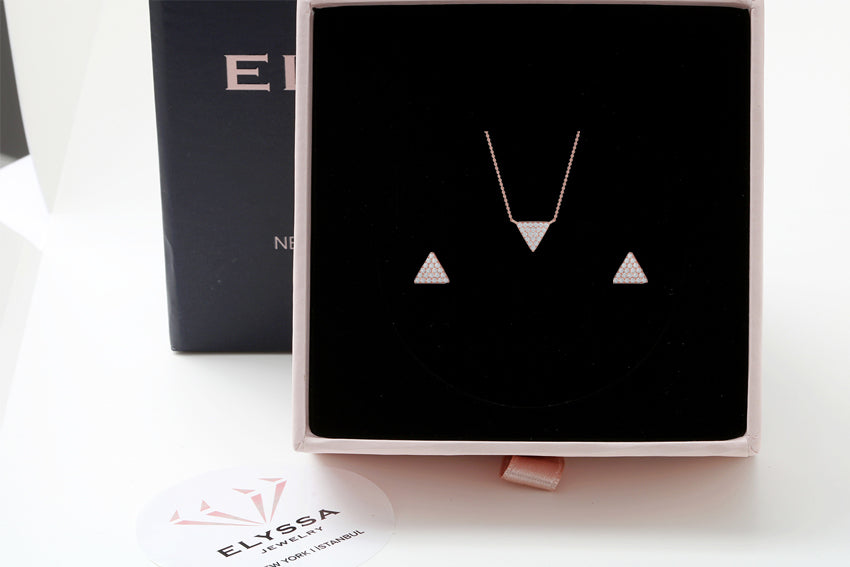 14K Gold Diamond Pave Triangle Necklace