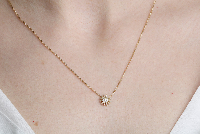 14K Gold Floral Diamond Necklace