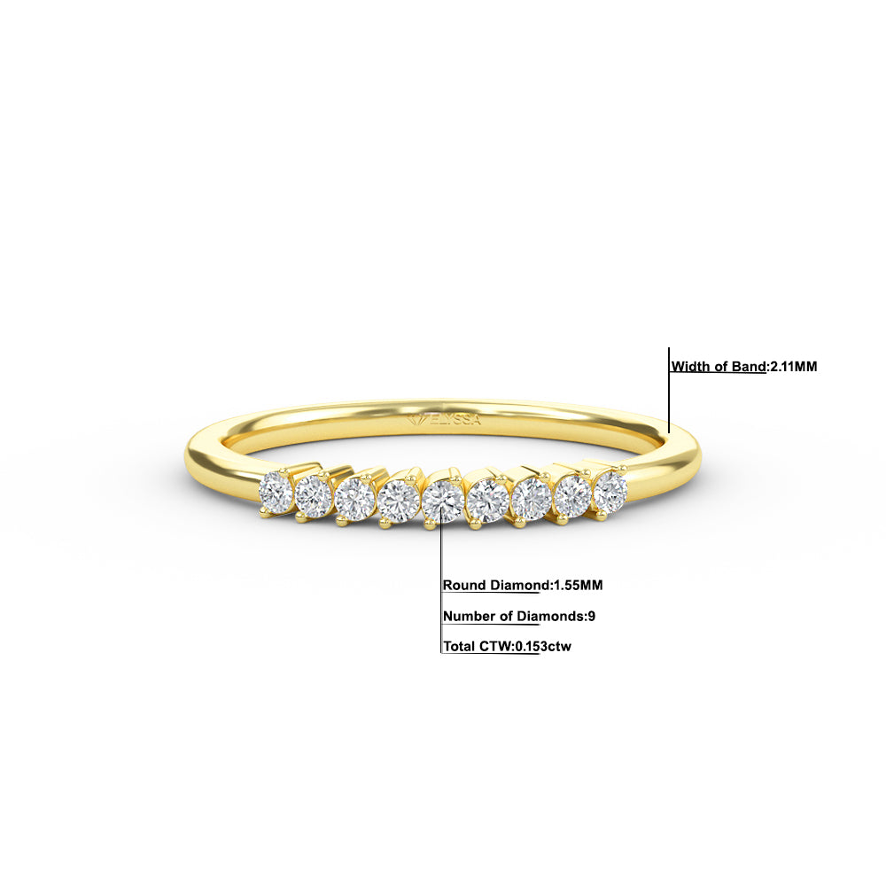 14K Gold 11 Stone Diamond Wedding Band
