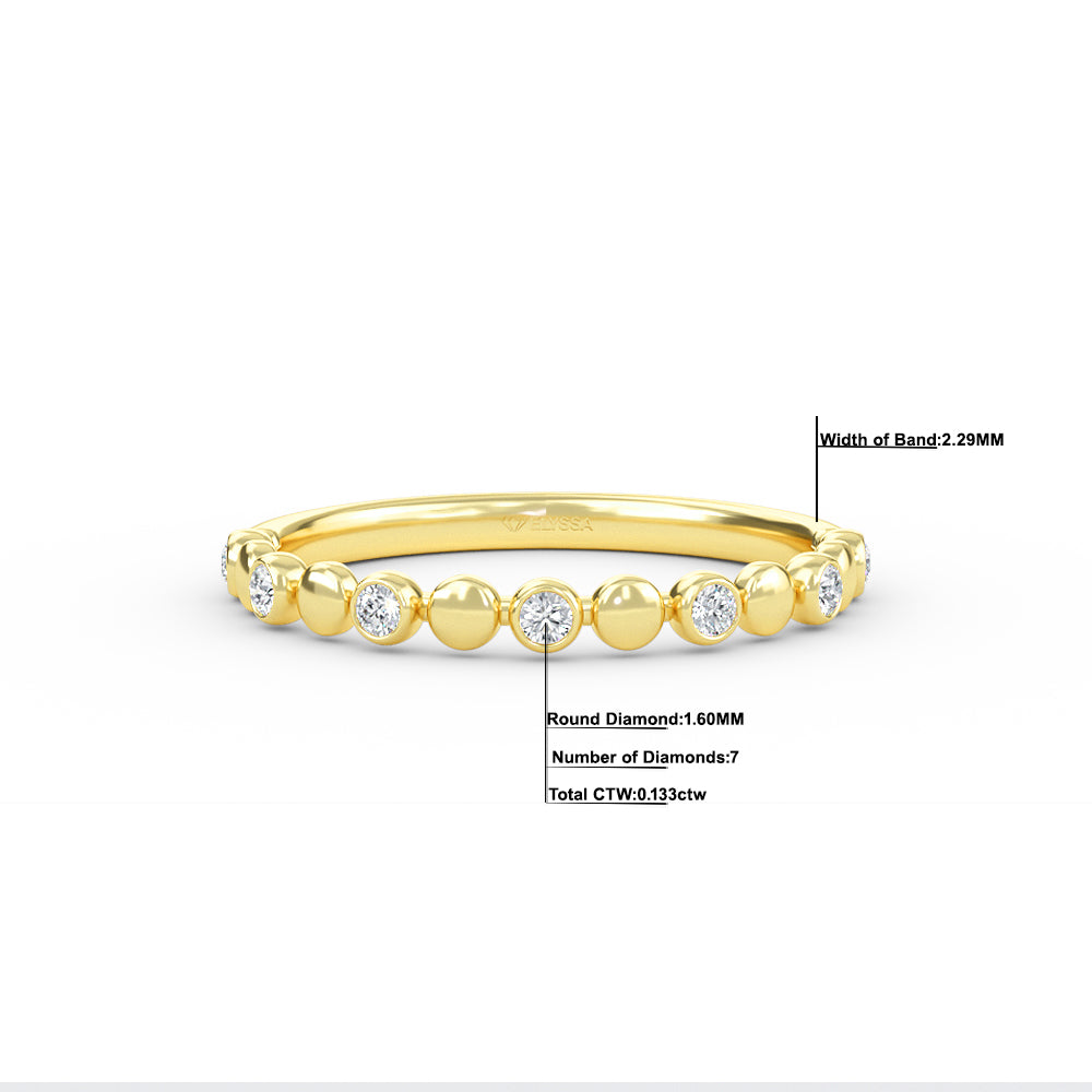 14K Gold Diamond Bead Half Eternity Diamond Wedding Band