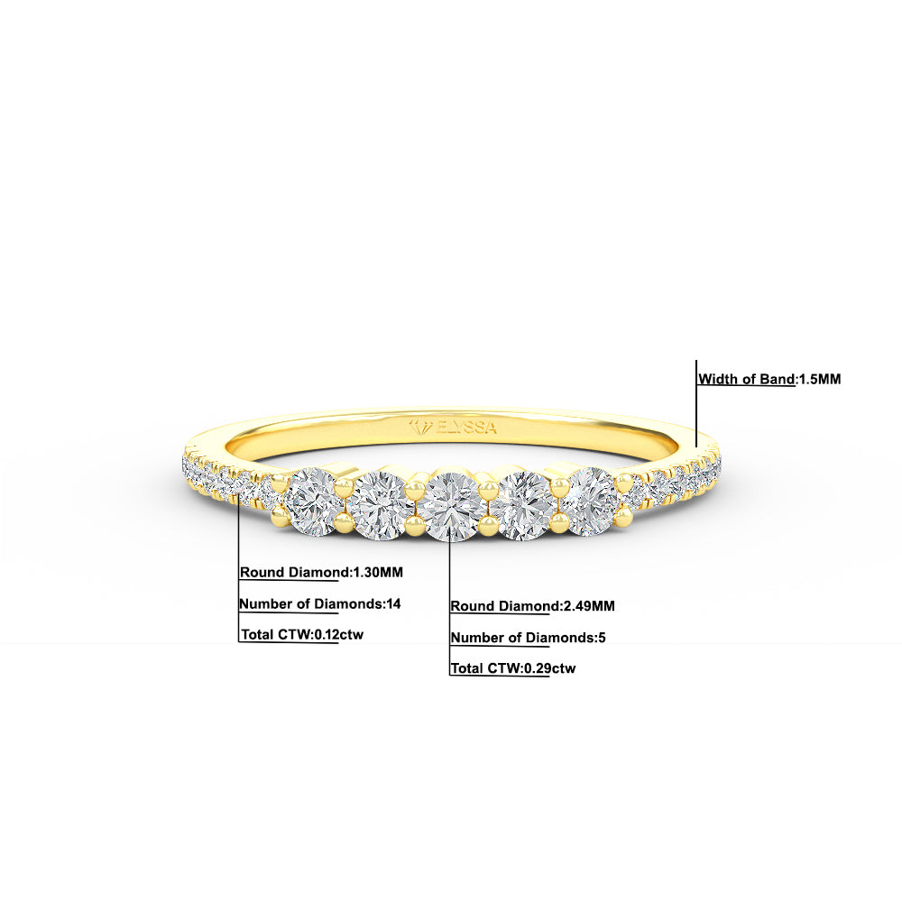 14K Gold 5 Stone Diamond Anniversary Ring