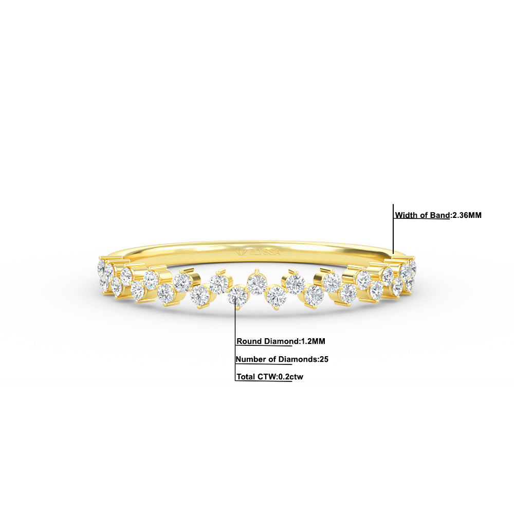 14K Gold Diamond Zig Zag Half Eternity Ring