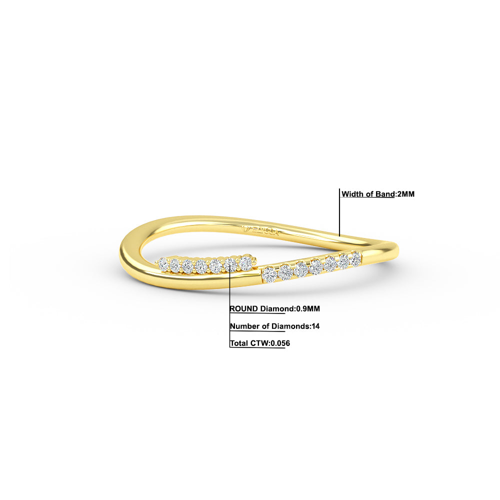14K Gold Diamond Twisted Wedding Ring