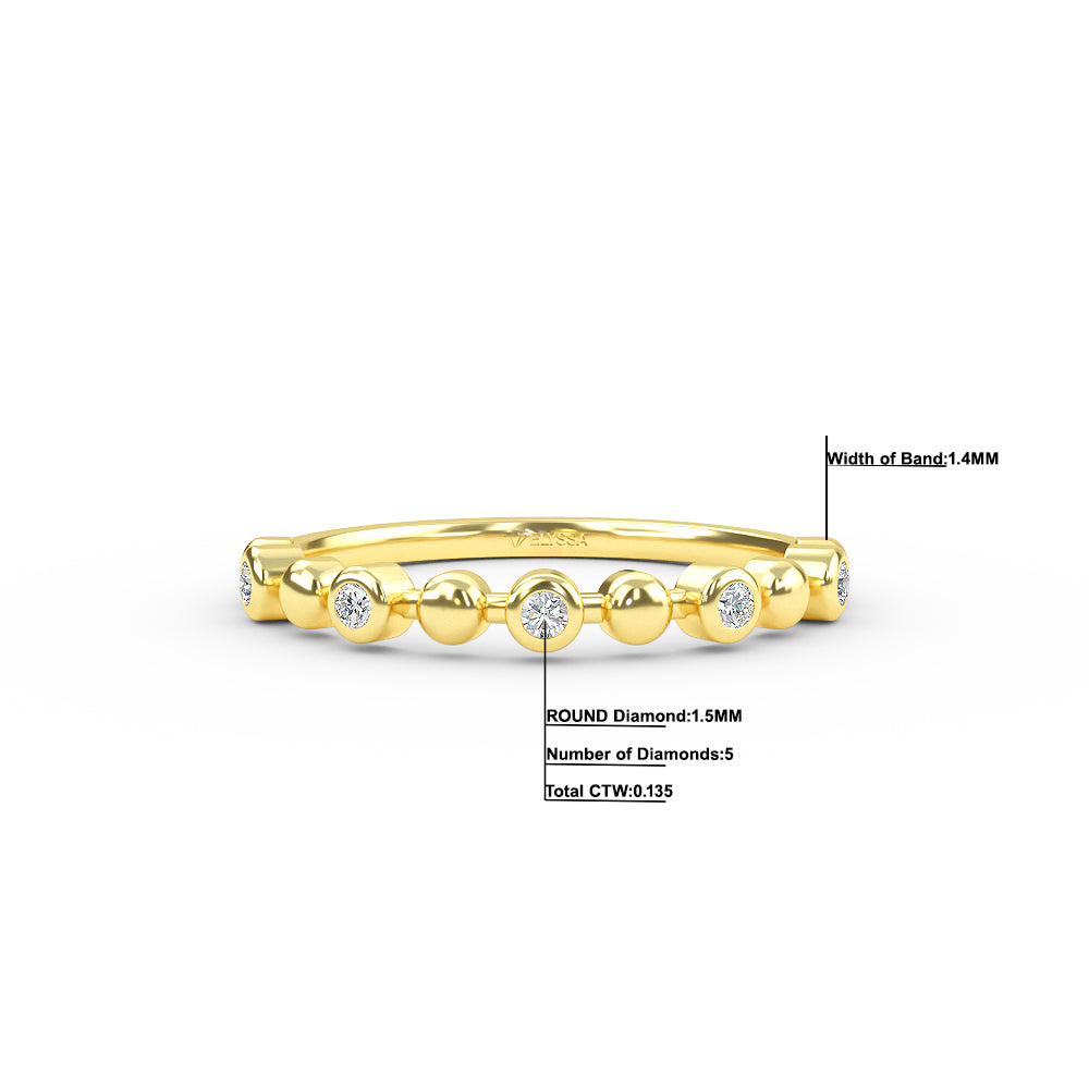 14K Gold Half Eternity Bezel Set Diamond Wedding Band