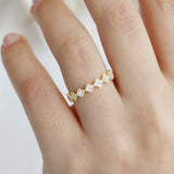 14K Solid Gold Eternity Diamond Clover Wedding Band