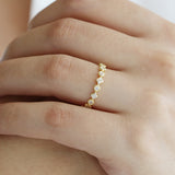 14k Solid Gold Flower 3MM Micro Pave  Diamond Eternity Band