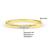 14K Gold 1.6MM 3 Stone Diamond Wedding Band