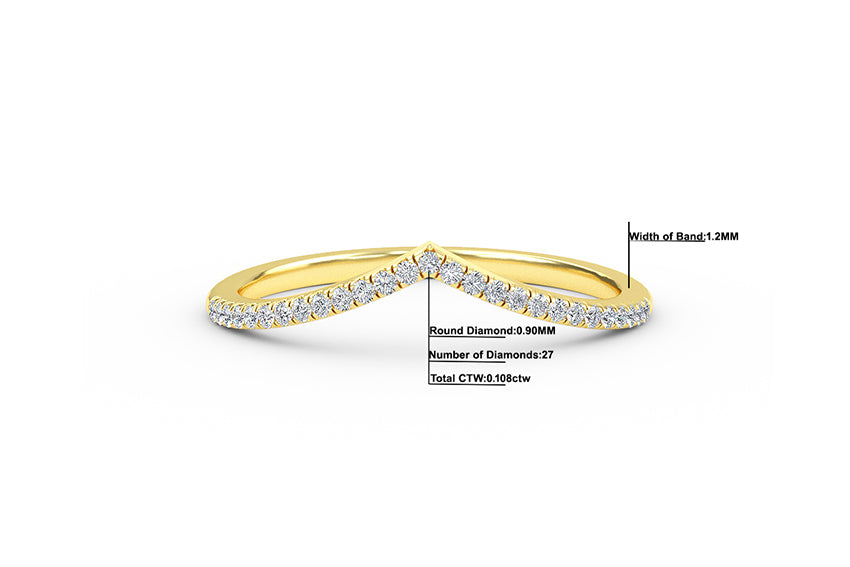 14K Gold Diamond Chevron Ring
