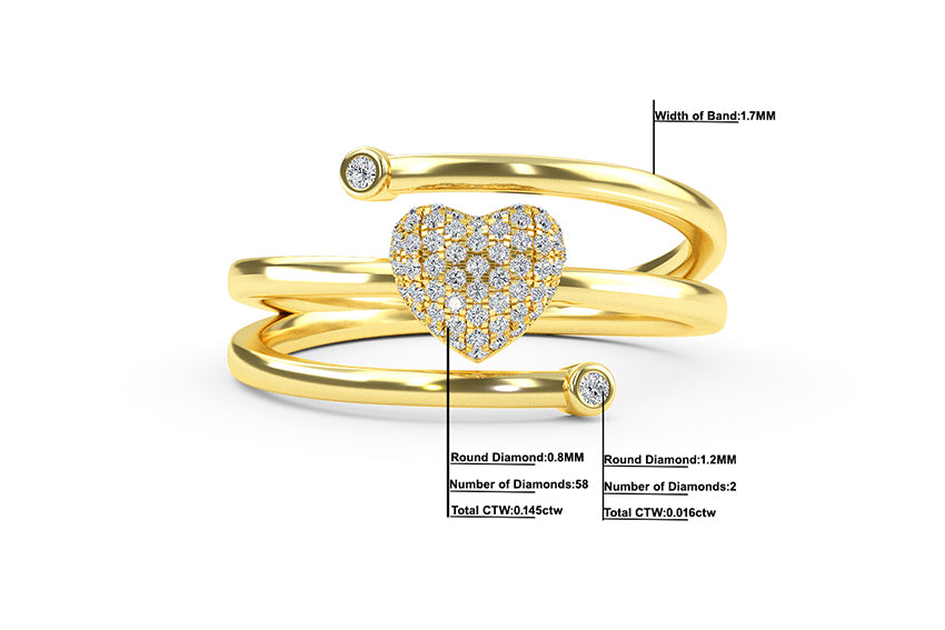 14K Gold Heart Diamond Ring