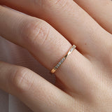 14K Gold 2mm Thin X Diamond Wedding Band