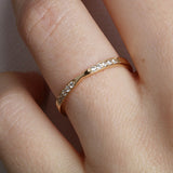 14K Gold 2mm Thin X Diamond Wedding Band