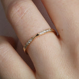14K Gold 2mm Thin X Diamond Wedding Band