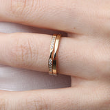 14K Gold 2mm Thin X Diamond Wedding Band