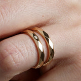 14K Gold 3mm Multi Faceted Wedding Band
