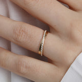 14K Gold Overlaping Ring with Diamonds