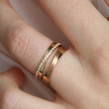 14K Gold Overlaping Ring with Diamonds