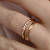 14K Gold Overlaping Plain Wedding Band