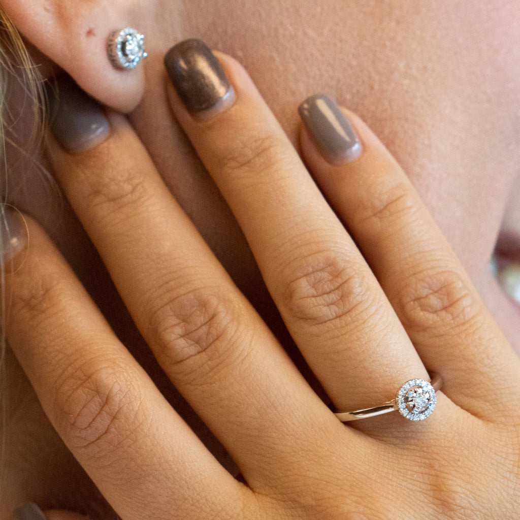 14K Halo Diamond Ring