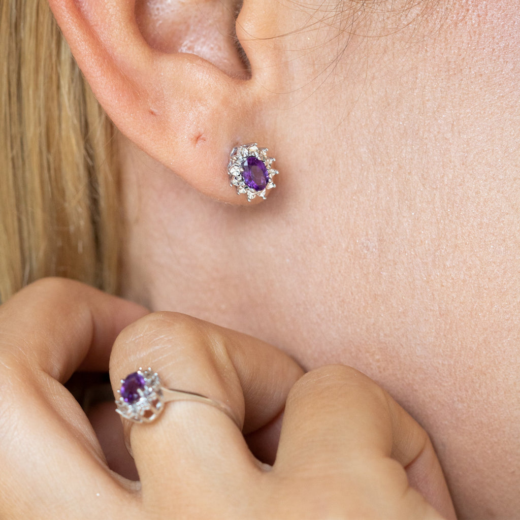14K White Gold Amethyst Ring
