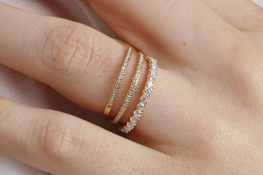 14K Gold 1.5mm Half Way Diamond Wedding Band