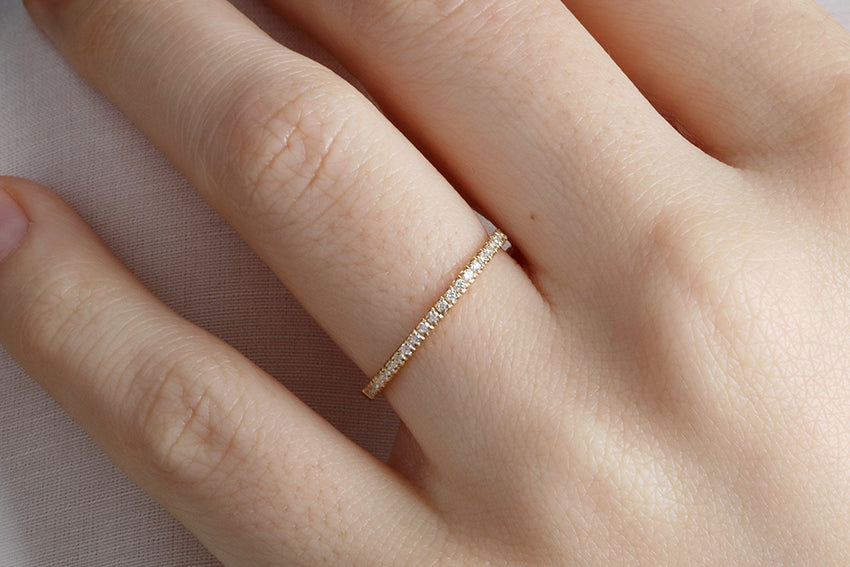 14K Gold 1.5mm Half Way Diamond Wedding Band