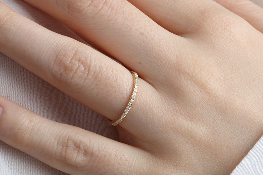 14K Gold 1.5mm Half Way Diamond Wedding Band
