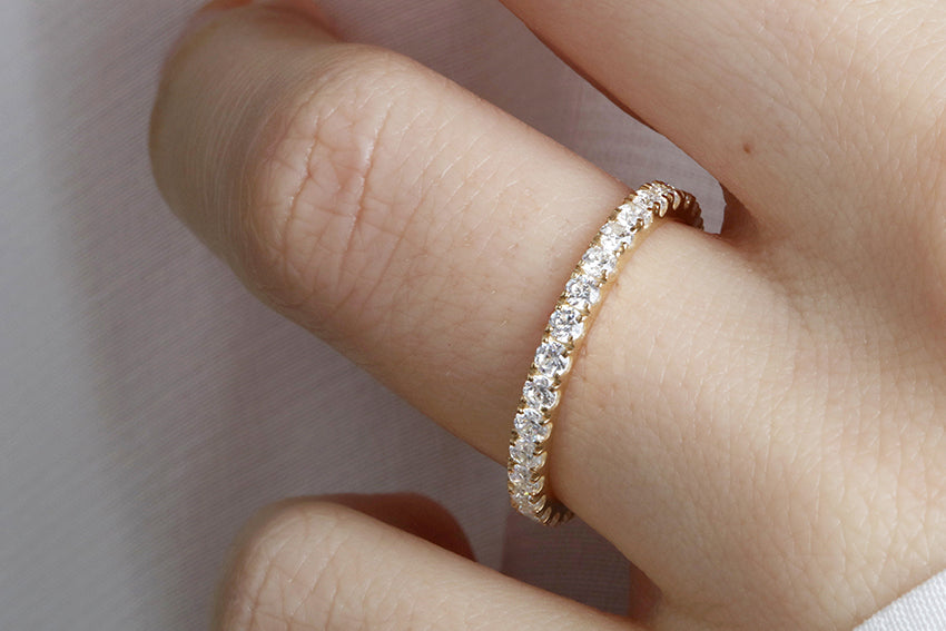 14K Gold 2.2mm All Around Diamond Wedding Band