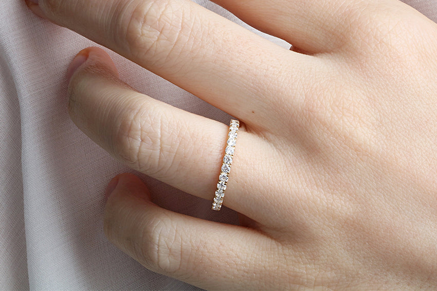14K Gold 2.2mm Half Way Diamond Wedding Band