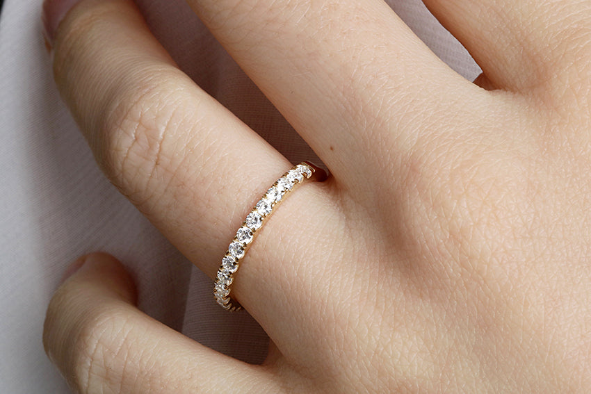 14K Gold 2.2mm Half Way Diamond Wedding Band