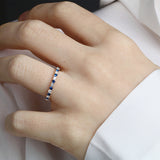 14K Gold 2.2mm Half way Ulternating Diamond and Sapphire Wedding Band
