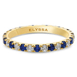 14K Gold 2.2mm All Around Ulternating Diamond and Sapphire Wedding Band