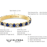 14K Gold 2.2mm All Around Ulternating Diamond and Sapphire Wedding Band