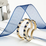 14K Gold 2.2mm All Around Ulternating Diamond and Sapphire Wedding Band