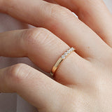 14K Gold 2.2mm 5 stone Diamond Wedding Band