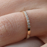 14K Gold 2mm 7 stone Diamond Wedding Band