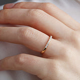 14K Gold 2mm 9 stone Diamond Wedding Band