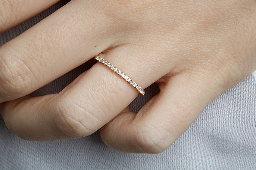 14K Gold 1.8mm French Cut Half Way Diamond Wedding Band