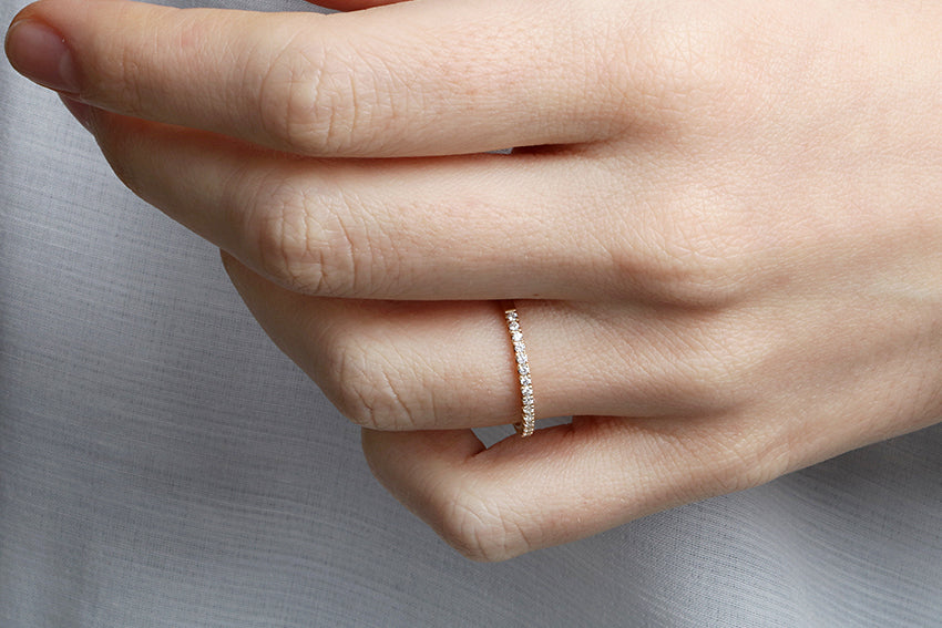 14K Gold 1.8mm French Cut Half Way Diamond Wedding Band