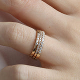 14K Gold 1.8mm French Cut Half Way Diamond Wedding Band